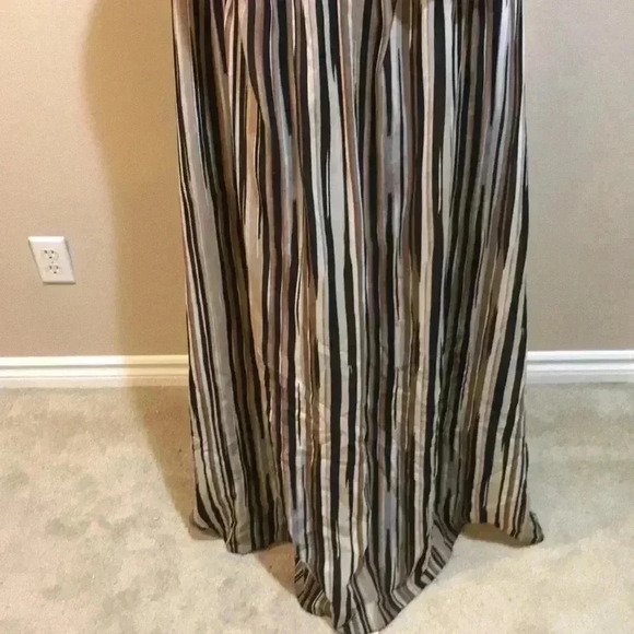 Dress Barn Woman Striped Beige, Black, Brown and Cream Lined Maxi Dress-Size 22 - Picture 6 of 9
